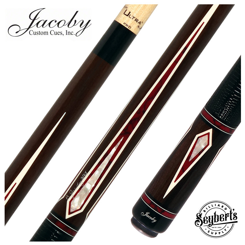 Jacoby Zircote with Bloody Jasper and Mother of Pearl Custom Pool Cue with 12.75mm Ultra Pro Shaft