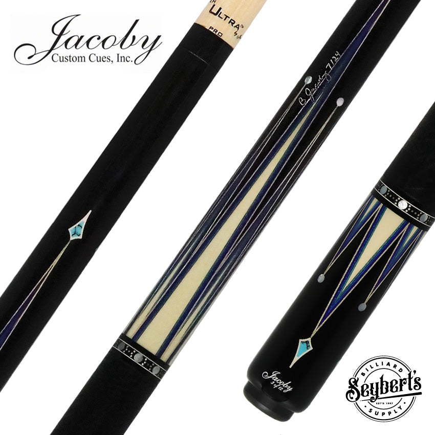 Jacoby Raven Blue Limited Cue With 12.75 Ultra Shaft and Leather Wrap - 0917-52LWBL