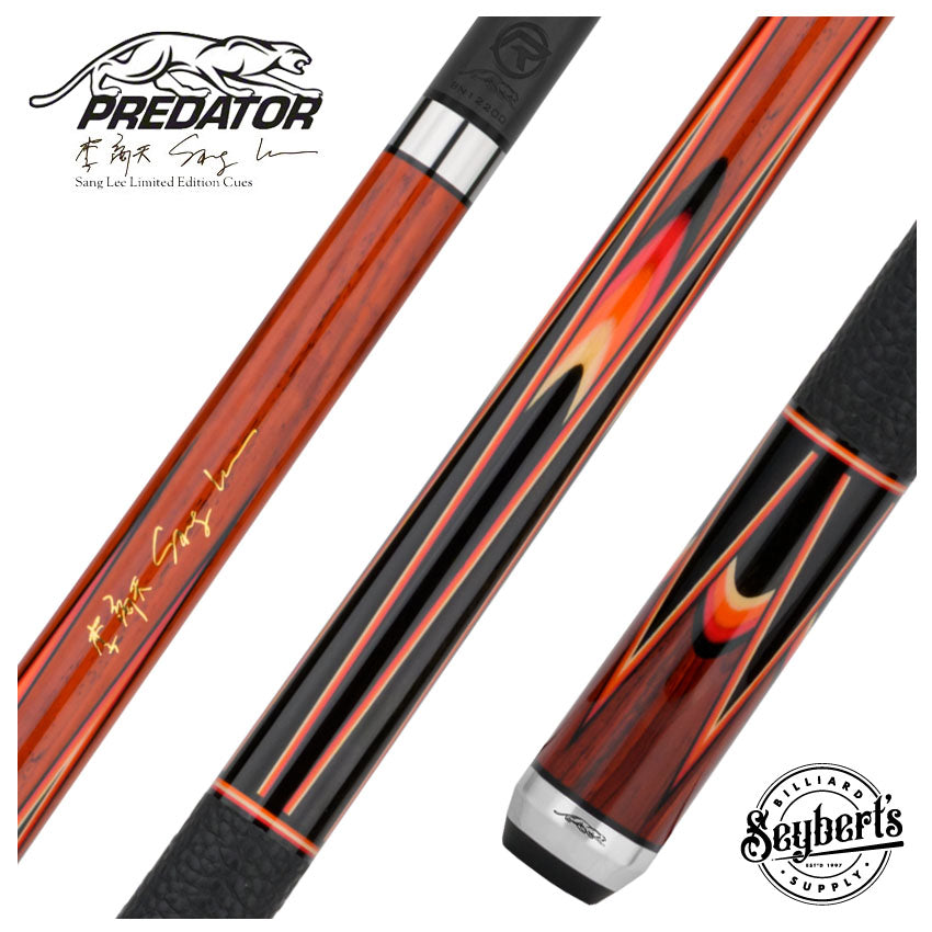 Predator Sang Lee 2-4 Cocobolo with Black / Red / Orange / Maple / Ebony Butterfly Points Limited Edition Pool Cue - Radial with Luxe Leather Wrap