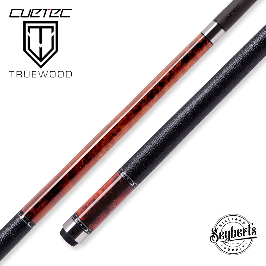 Cuetec Cynergy Truewood Mappa Burl 2 Leather Wrap Pool Cue - 95-112LTW