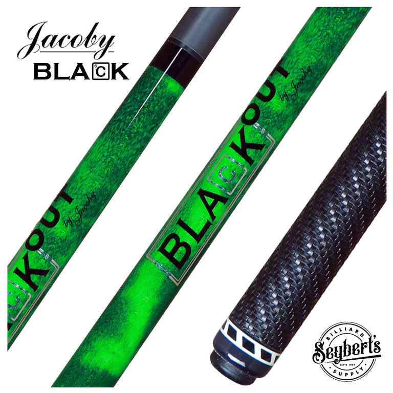 Jacoby BlaCkOut Green with Sport Wrap Carbon Fiber Break/Jump Cue - JACBKOUTSGGR