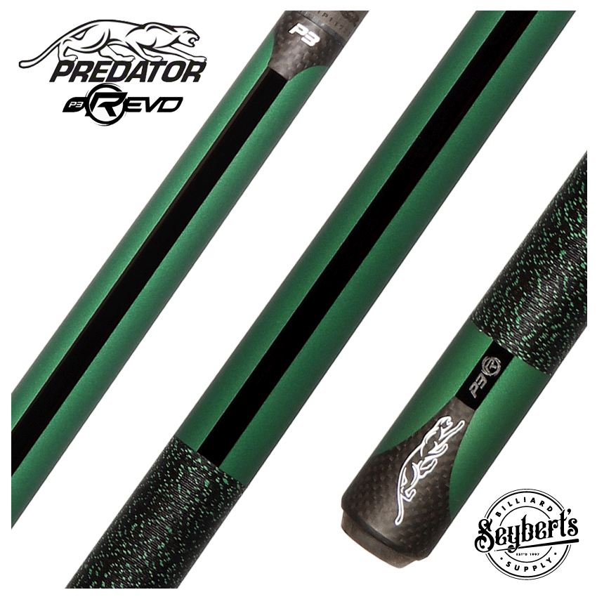 Predator P3 Nova Black/Green Linen Wrap Pool Cue - Uni-Loc - P3GRNUC-INIRL-BLKGR