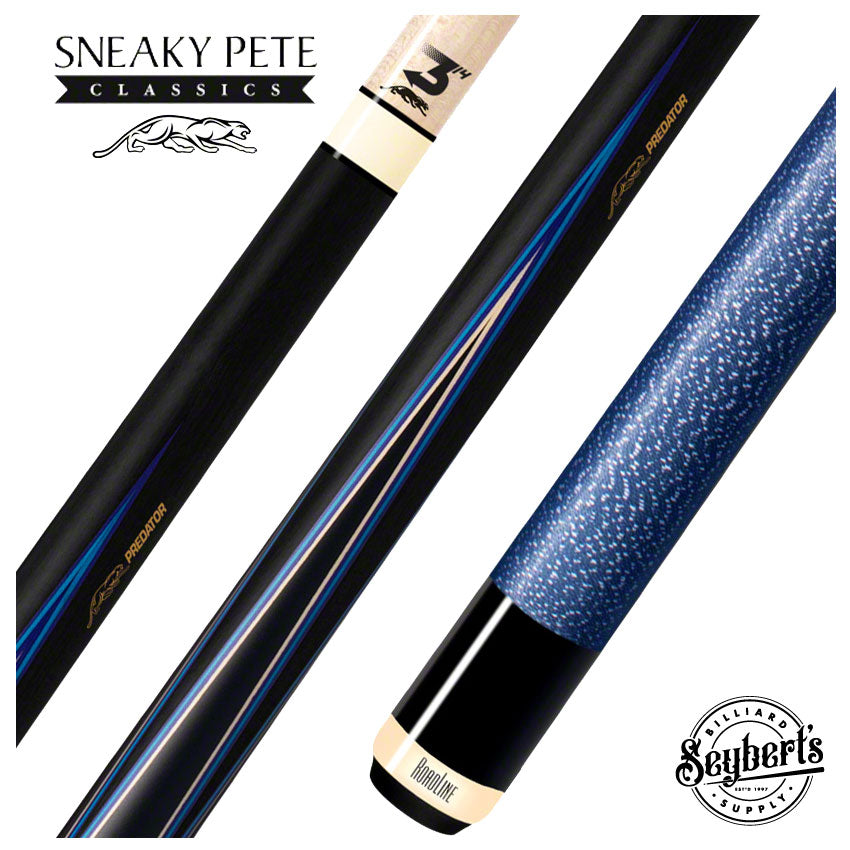 Predator 4 Point Sneaky Pete Black / Blue Points Linen Wrap Pool Cue - True Splice - SP4BLLW