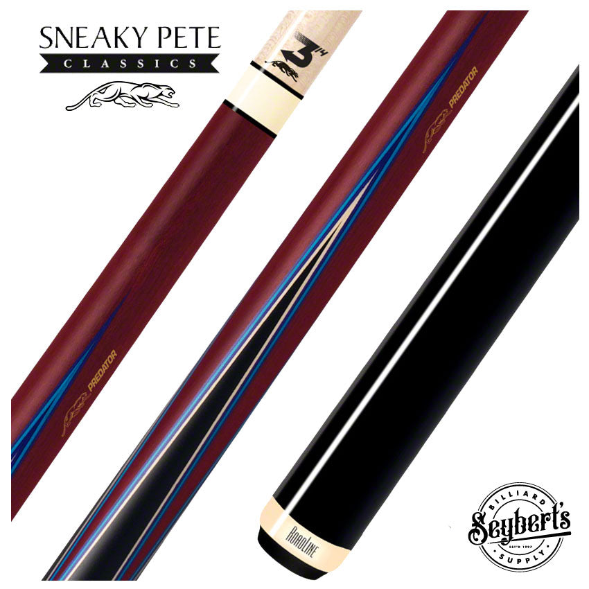 Predator 4 Point Sneaky Pete Purple Heart / Blue Points No-Wrap Pool Cue - True Splice - SP4PBNW